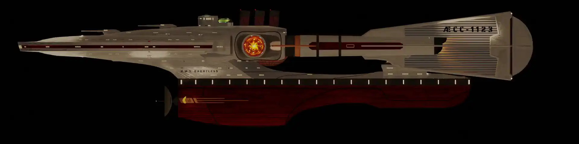 Animated, rotating 3D image of the steam powered starship HMS DAUNTLESS from Steam Trek Animated, rotating 3D image of the steam powered starship HMS DAUNTLESS from Steam Trek