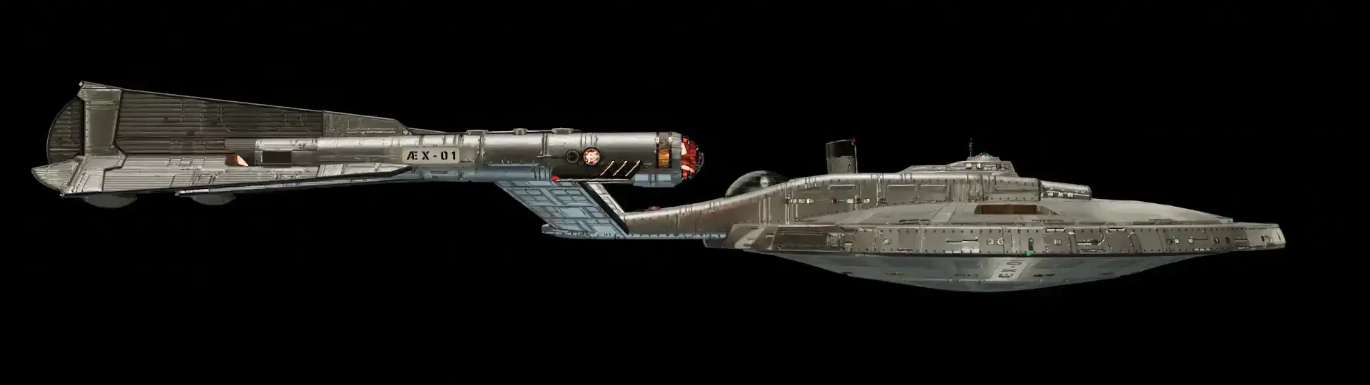Animated, Rotating 3D image of the steam powered starship HMS AEX-01 ENTERPRISE