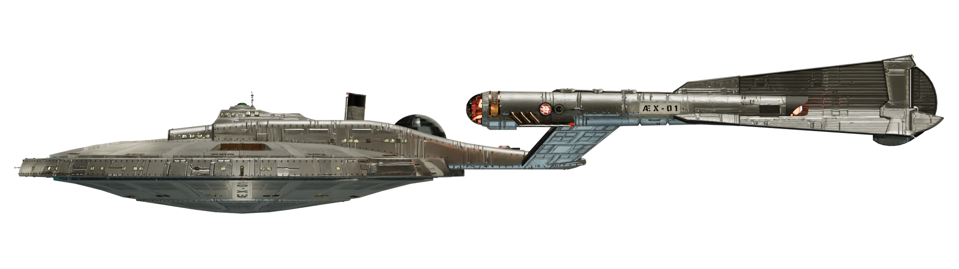 Image of the steampunk, steam powered starship HMS AEX ENTERPRISE from Steam Trek - Port View