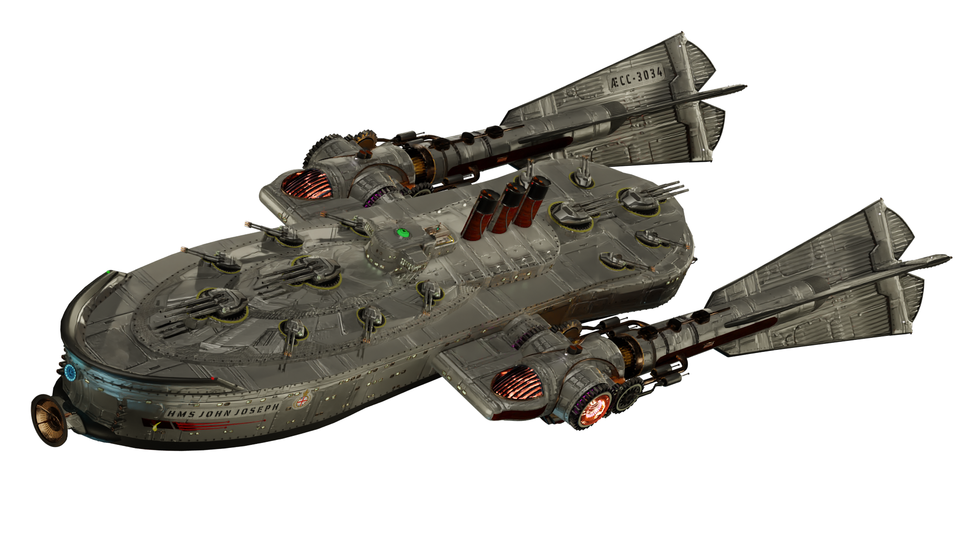 Image of the steam powered starship HMS JOHN JOSEPH from Steam Trek - Action Shot