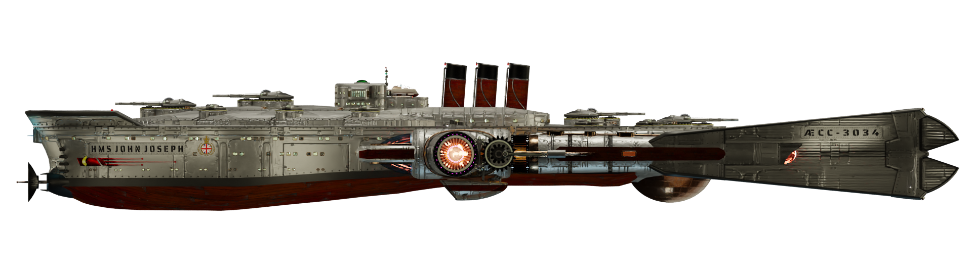 Image of the steam powered starship HMS JOHN JOSEPH from Steam Trek - Port View