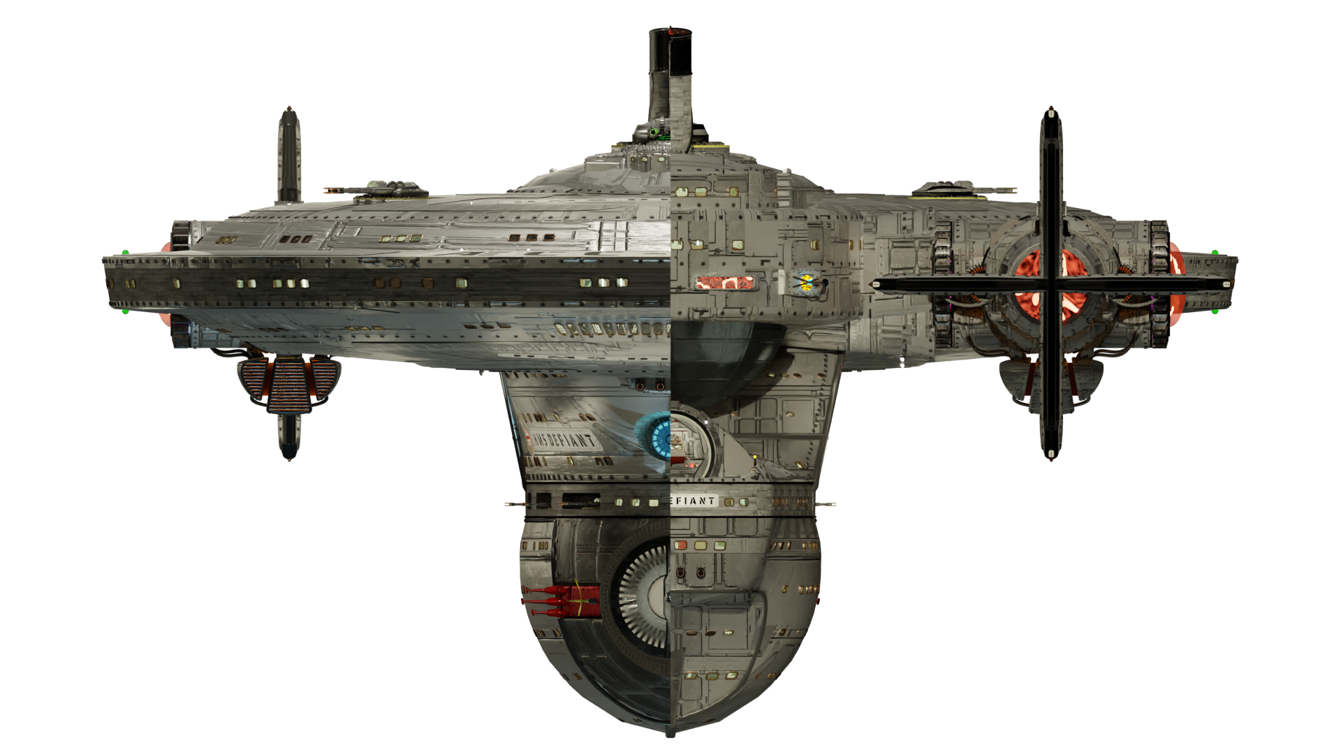 HMS DEFIANT - Forward/Aft View