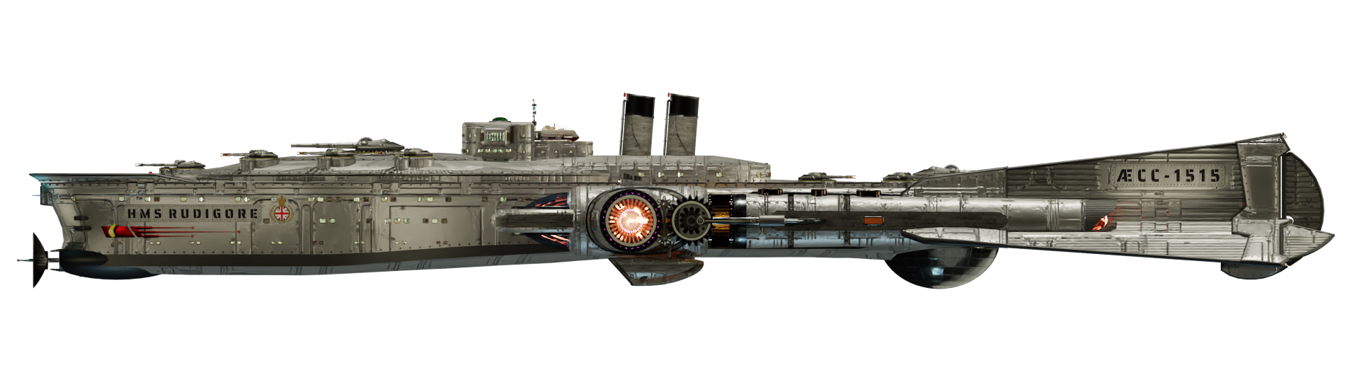 Image of the steam powered starship HMS RUDIGORE from Steam Trek - Port View