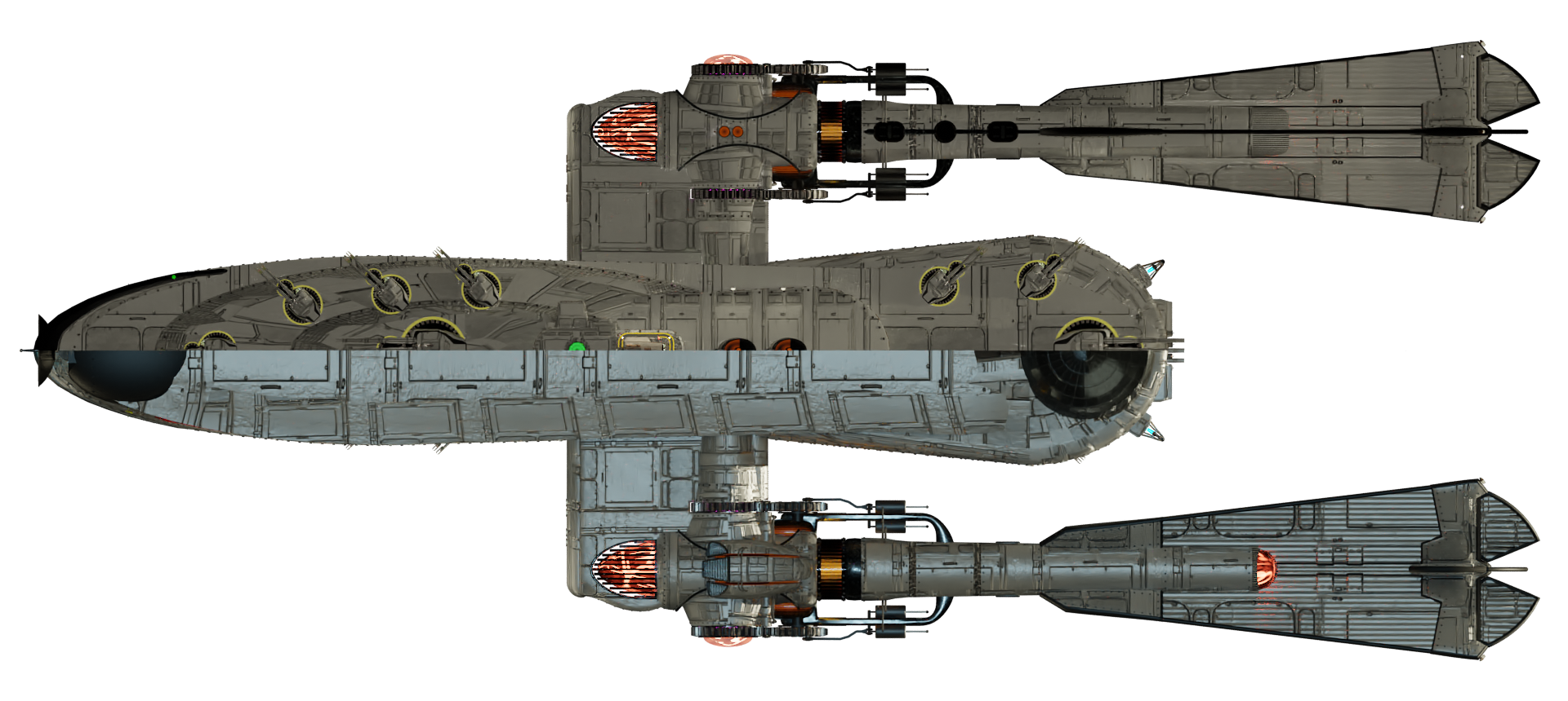 Image of the steam powered starship HMS SAVOY from Steam Trek - Deck/Keel View