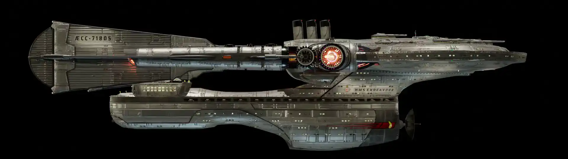 Animated, rotating 3D image of the steam powered starship HMS ENDEAVOUR from Steam Trek Animated, rotating 3D image of the steam powered starship HMS ENDEAVOUR from Steam Trek