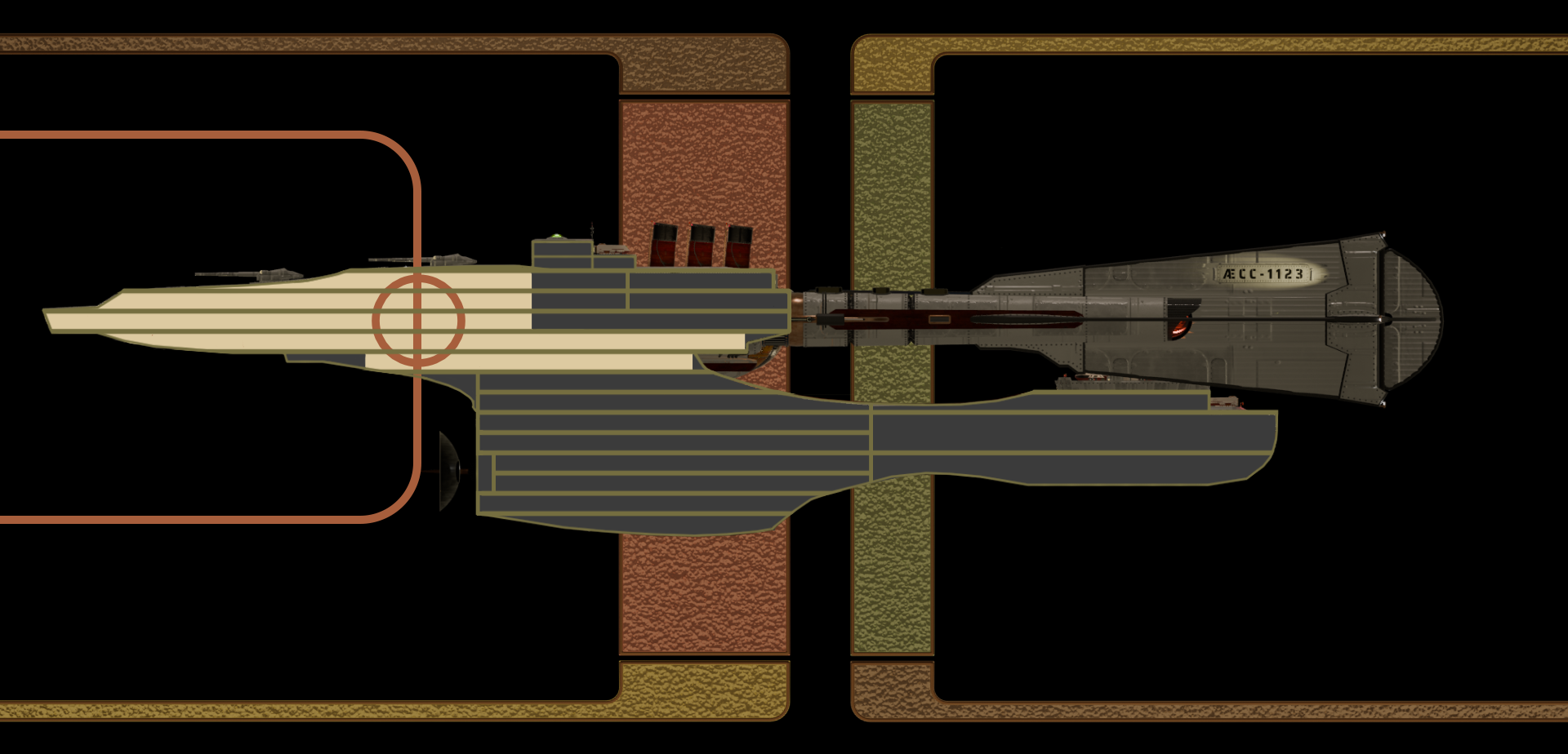 Image of the Crew Quarters locations on Cutaway deck view of the HMS Dauntless