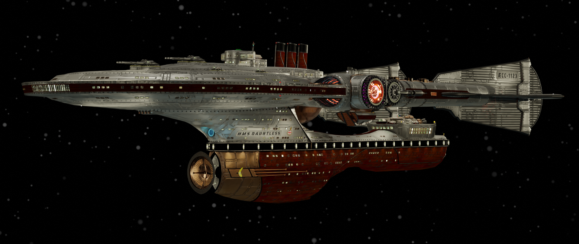 Image of HMS Dauntless Rendering; Action Shot One