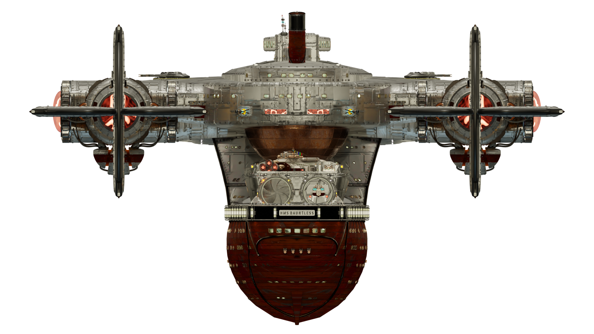 Image of the RAEF Steampunk Steam Ship the HMS Dauntless - Aft View