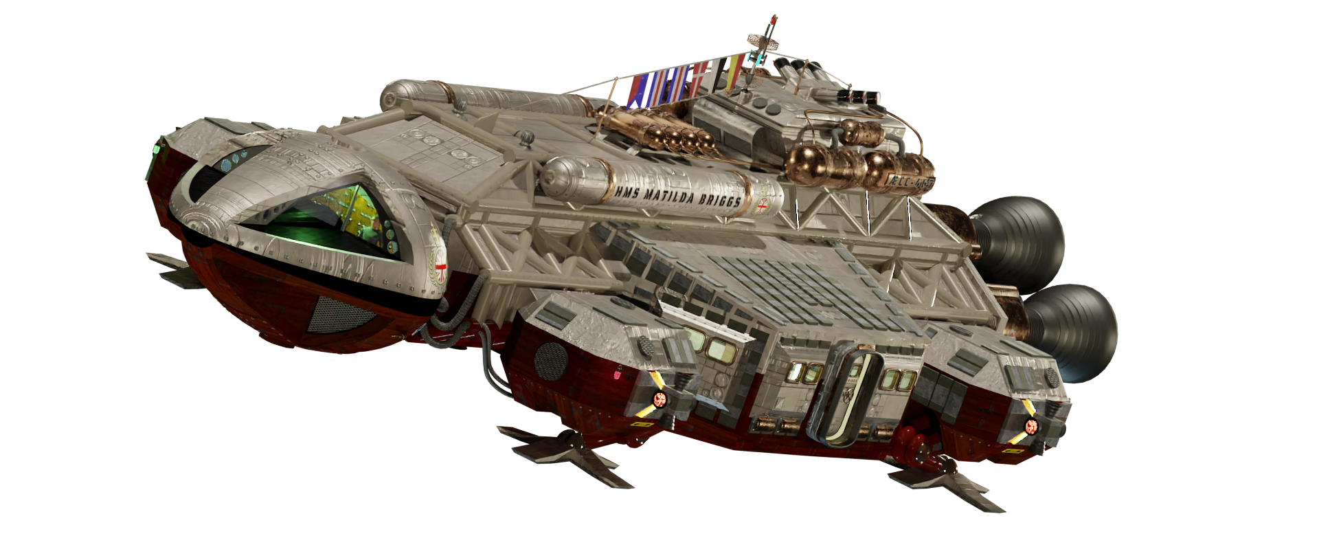 Image of the steam powered starship HMS MATILDA BRIGGS from Steam Trek - Action Shot