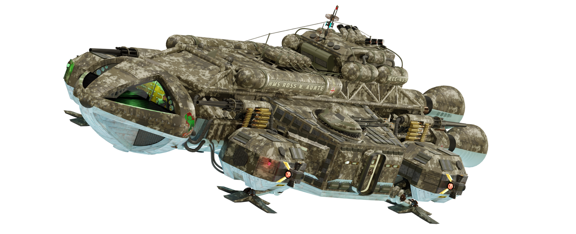 Image of the steam powered starship HMS ROSS N. AUNTE from Steam Trek - Action Shot