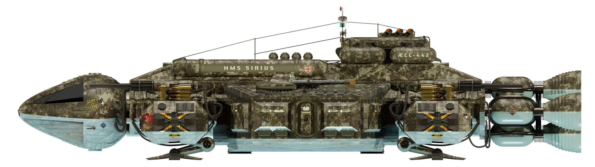 Image of the steam powered starship HMS SIRIUS from Steam Trek - Port View