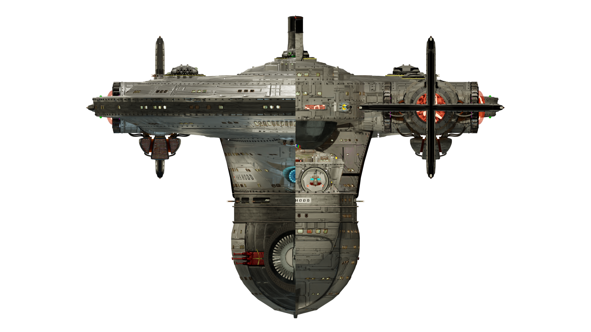 Image of the steam powered starship HMS HOOD from Steam Trek - Forward/Aft View Image of the steam powered starship HMS HOOD from Steam Trek - Forward/Aft View