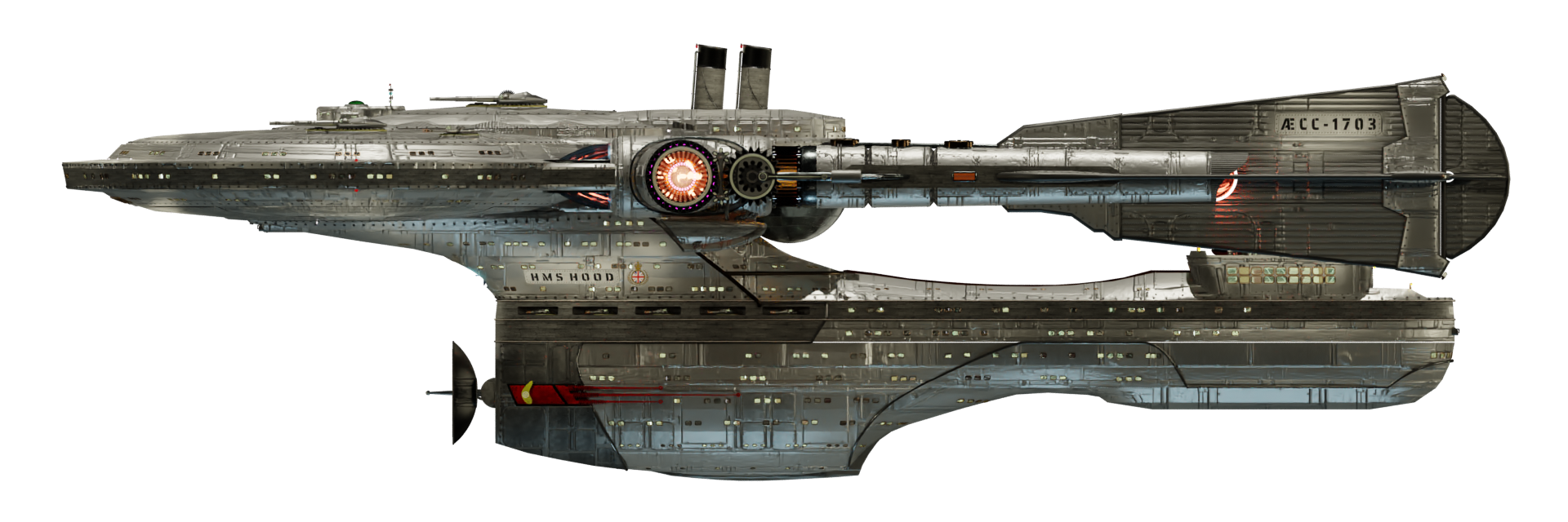 Image of the steam powered starship HMS HOOD from Steam Trek - Port View