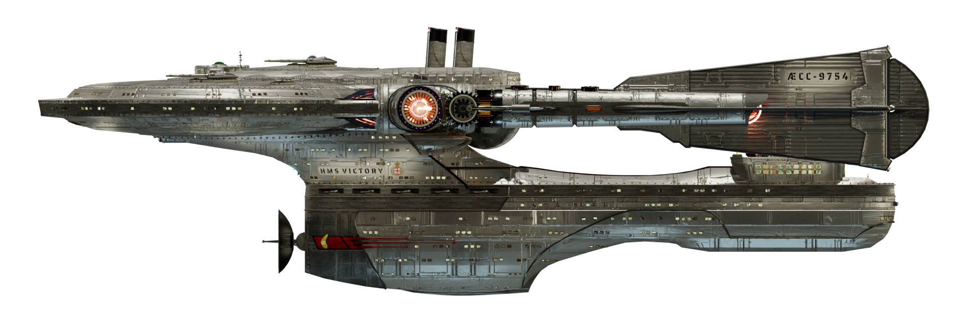 Image of the steam powered starship HMS VICTORY from Steam Trek - Port View