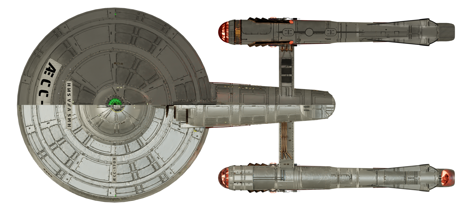 HMS VALIANT - Dorsal/Ventral View