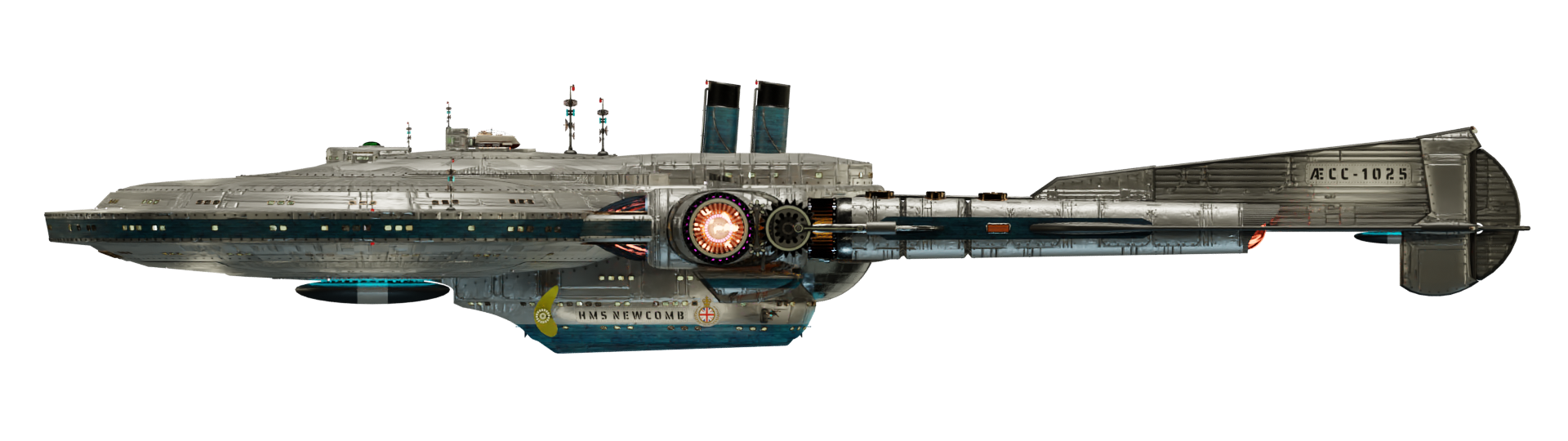 Image of the steam powered starship HMS NEWCOMB from Steam Trek - Port View Image of the steam powered starship HMS NEWCOMB from Steam Trek - Port View
