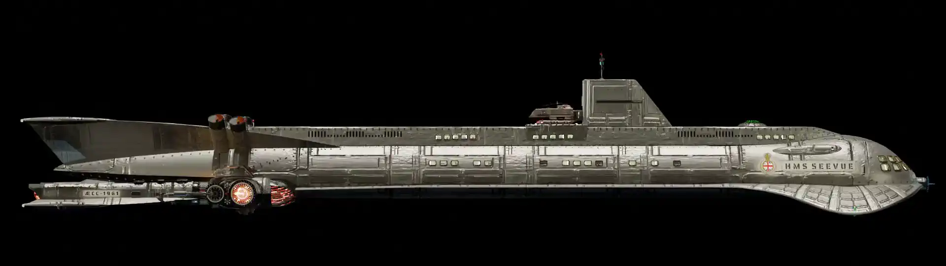 Animated, rotating 3D image of the steam powered starship HMS SEEVUE from Steam Trek Animated, rotating 3D image of the steam powered starship HMS SEEVUE from Steam Trek