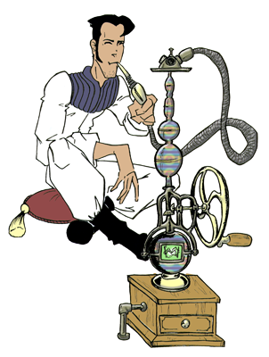 Image of an crewman smoking an Electric Hookah